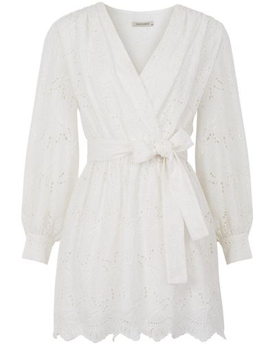 Nocturne Embroidered Wrap Mini Dress - White