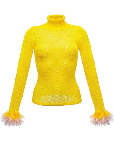 Andreeva Yellow Knit Turtleneck With Handmade Knit Details