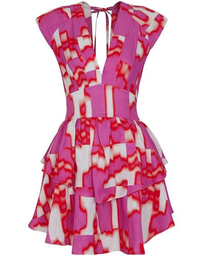 Nocturne Flowy Printed Mini Dress - Pink