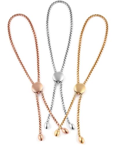 Kaizarin Three Multi Color Dangly Adjustable Bracelets - Metallic