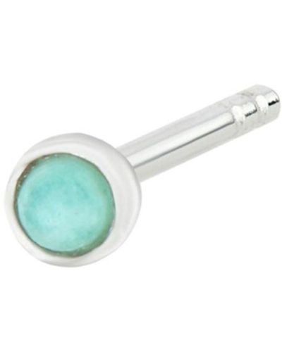 Zohreh V. Jewellery Bezel Amazonite Stud Earring Sterling Silver - Blue