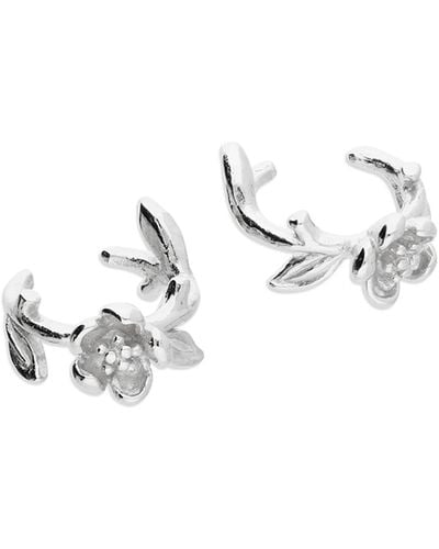 Kaizarin Sterling Silver Flower Ear Cuffs - Metallic