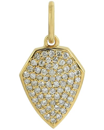Artisan 14k Yellow Gold With Natural Diamond Charm Pendant - Metallic