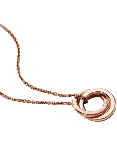 Posh Totty Designs Rose Gold Plated Mini Two Ring Russian Necklace - Metallic
