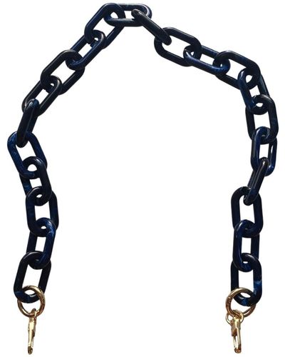 CLOSET REHAB Chain Link Short Acrylic Purse Strap In Navy - Black