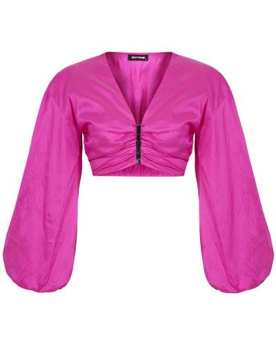 Nocturne Crop Top With Knot Fuchsia - Pink