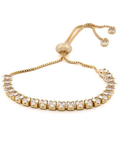 Ebru Jewelry Sparkly Diamond Adjustable Fashion Bracelet - Metallic