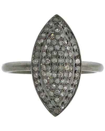 Artisan Marquise Shape Ring Pave Diamond Sterling Silver - Grey