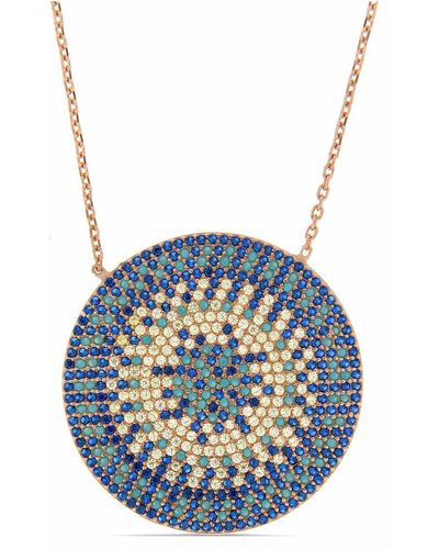 Cosanuova Flat Turquoise Disc Necklace - Blue