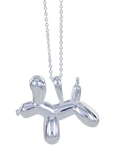 Reeves & Reeves Sterling Supersize Balloon Dog Necklace - White