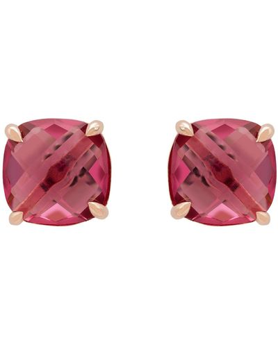 LÁTELITA London Empress Gemstone Stud Earrings Rose Gold Pink Tourmaline - Red