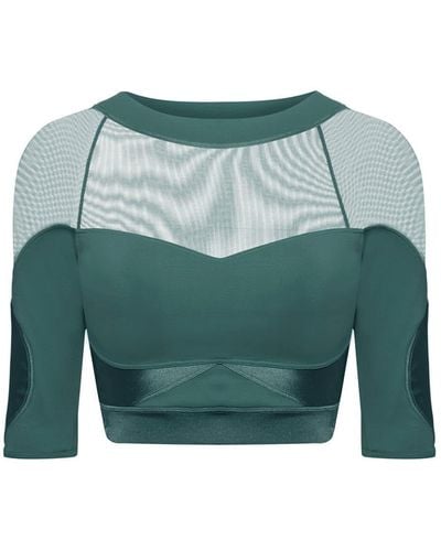 Balletto Athleisure Couture Top Cutouts Glow Short Sleeve - Green