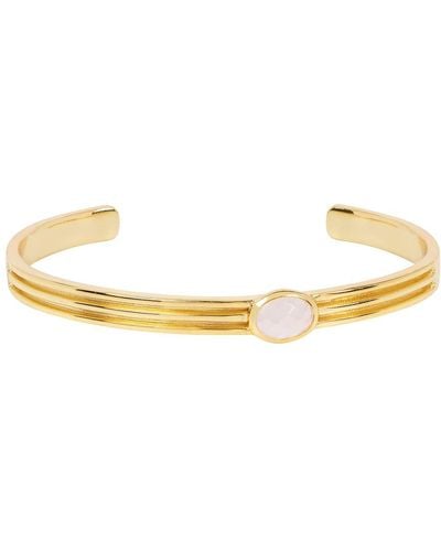 Amadeus Athena Gold Cuff Bracelet With Rose Quartz - Metallic