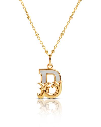 Kasun Plated D Initial Necklace With Mother Of Pearl - Metallic