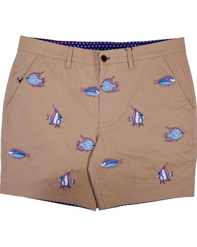 lords of harlech Edward Fish Embroidery Shorts - Brown