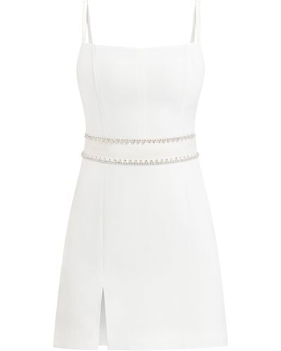 Tia Dorraine Into You Fitted Mini Dress With Crystal Belt - White