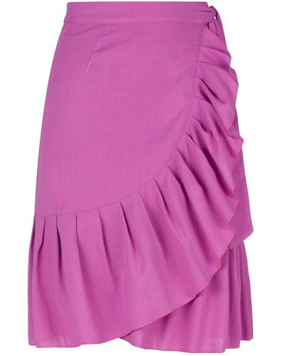 Conquista Pink Wrap Ruffle Skirt - Purple