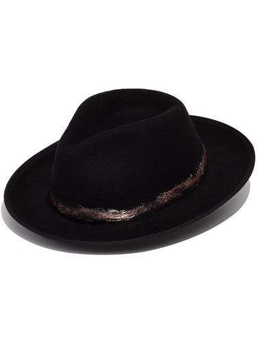 Justine Hats Fedora Hat With Exclusive Golden Foil Print - Black