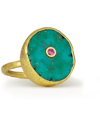 Ottoman Hands Amalfi Turquoise Cocktail Ring - Multicolour