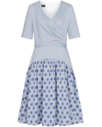 Marianna Déri Print Stripe And Bloom Print Dress - Blue