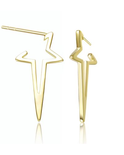Genevive Jewelry Rachel Glauber Plated Star Open Hoop Earrings - Metallic