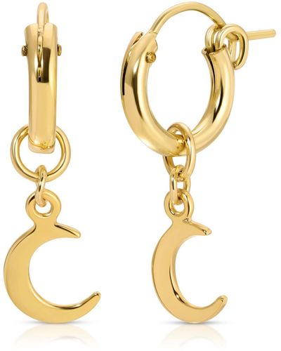 Glamrocks Jewelry Crescent Moon huggie Hoop Earrings - Metallic