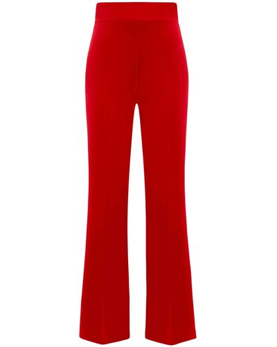 Tia Dorraine Pearl High-waist Fla Trousers - Red