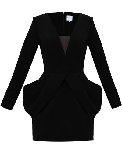 Nomi Fame Madonna Deep V Neck Mini Dress - Black