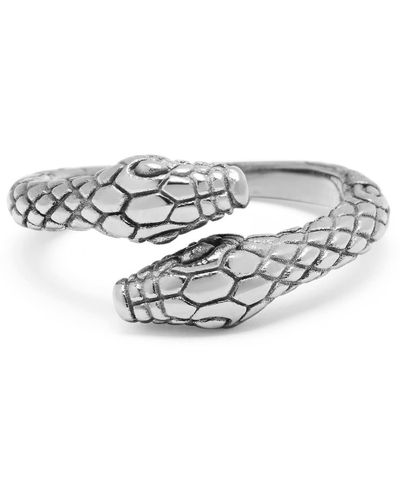 Nialaya Stainless Steel Vintage Snake Ring - White