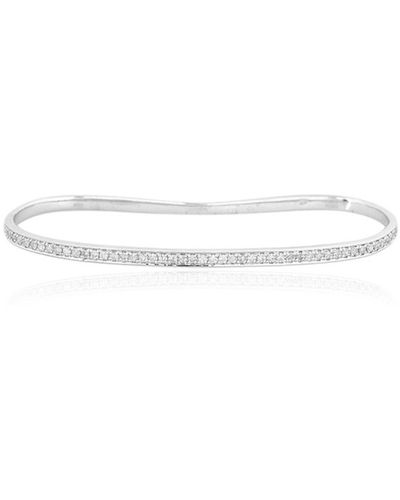 Artisan Natural Diamond Pave In 18k Gold Designer Palm Bracelet Jewelry - White