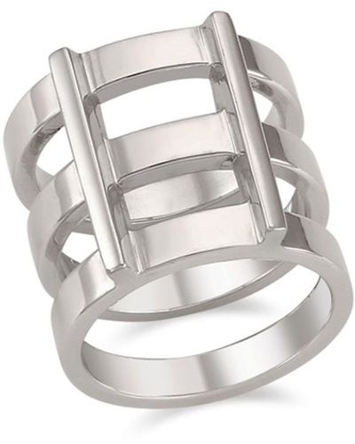 ille lan Rascas R2 Triple Stacked Chunky Moderno Ring In White Gold 925 - Metallic
