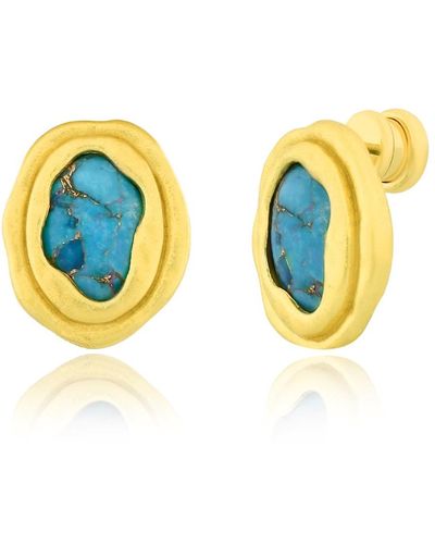 Arvino Copper Turquoise Studs - Blue