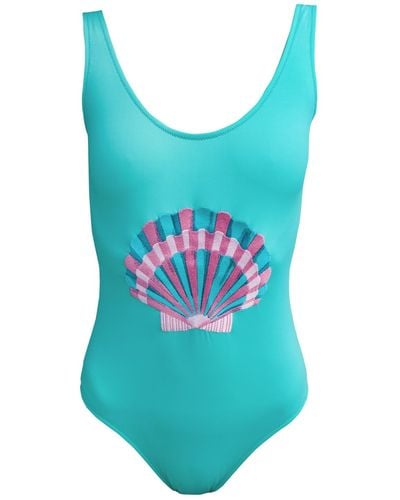 My Pair Of Jeans Seashell Embroidered Swimsuit - Blue
