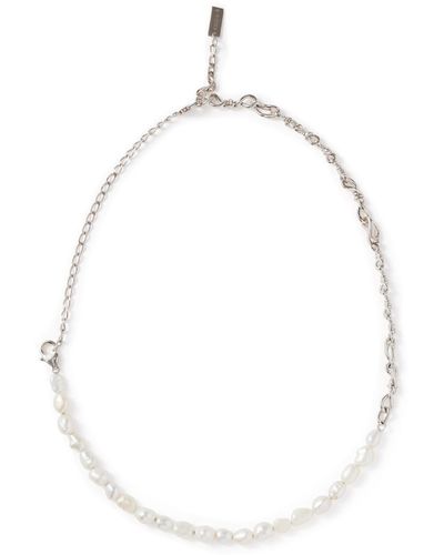 FRIDA & FLORENCE Versatile Wave Pearl Necklace / Double Bracelet - White