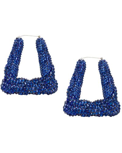Meghan Fabulous Boogie Down Rhinestone Earrings - Blue