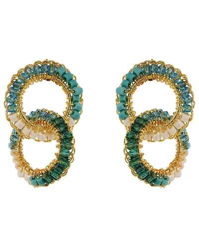 Lavish by Tricia Milaneze Ocean Teal Mix Nova Handmade Crochet Earrings - Green