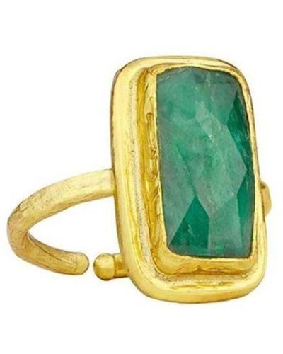 Ottoman Hands Noa Emerald Cocktail Ring - Yellow