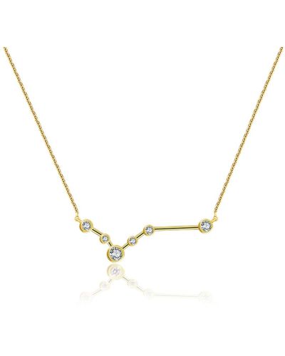 Genevieve Collection Pisces Zodiac Constellation Necklace 18k Yellow & Diamond - Metallic