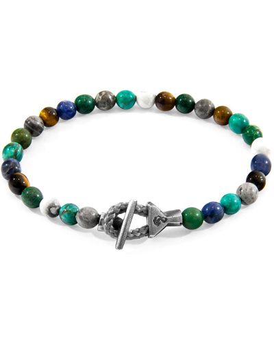 Anchor and Crew Multicoloured Multi-gem Mantaro Silver & Stone Bracelet