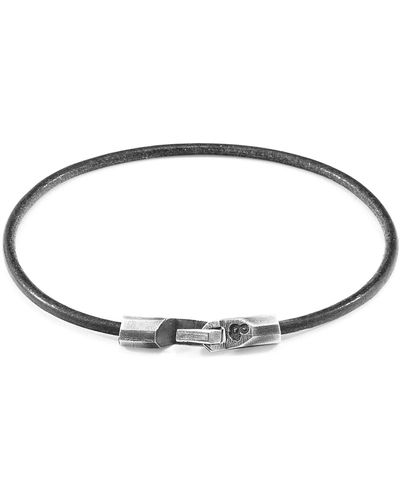 Anchor and Crew Shadow Gray Talbot Silver & Round Leather Bracelet - Metallic