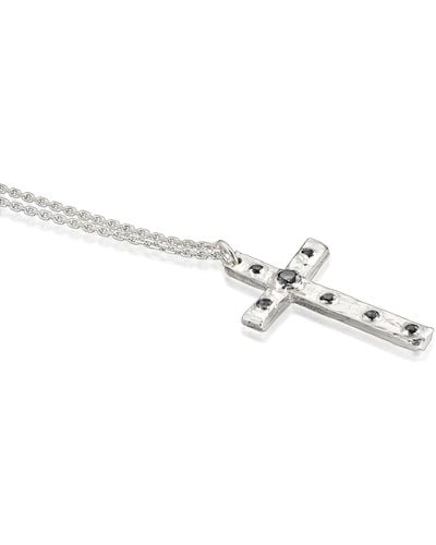 Madeleine Astera Silver Cross Necklace With Zirconia - Metallic