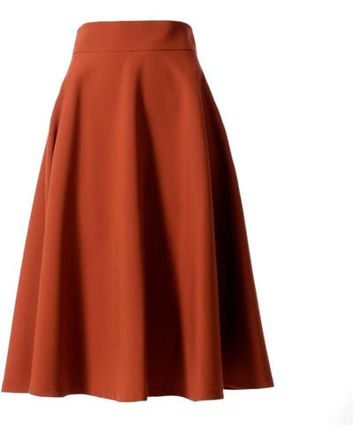 VIKIGLOW Lesly Cinnamon A Line Midi Skirt - Orange