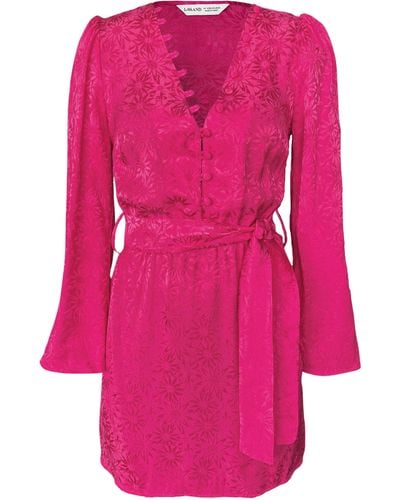 Lavaand The Stephanie Satin Mini Dress In Pink Daisy