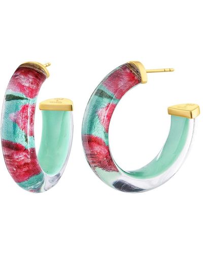 Gold & Honey Peony Lucite Hoops - Multicolour