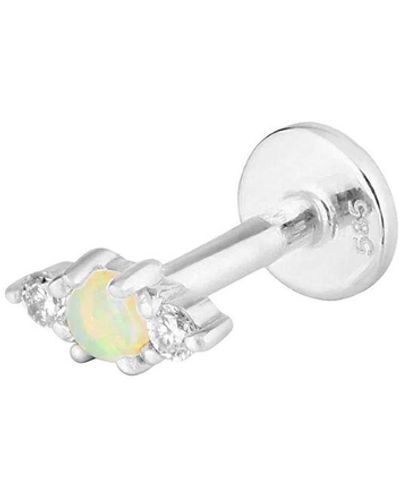 Zohreh V. Jewellery Opal & Diamond Flat Back Earring 14k White Gold