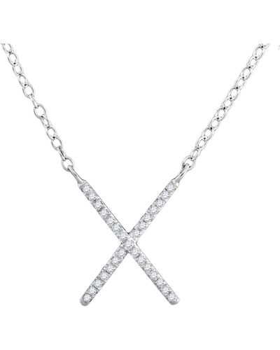 Cosanuova Diamond Letter X Cross Necklace In 10k Gold - White