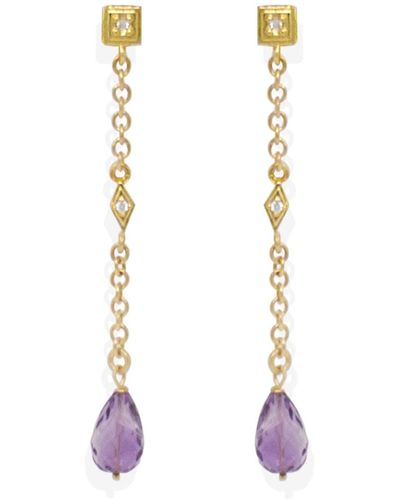 Vintouch Italy Luccichio Deco Gold-plated Amethyst Earrings - Metallic