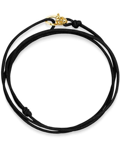 Nialaya Wrap-around String Bracelet With Sterling Silver Gold Plated Lock - Black