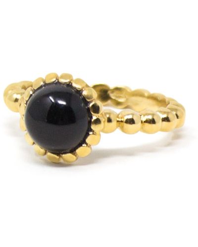 Vintouch Italy Onyx Beady Stacking Ring - Black