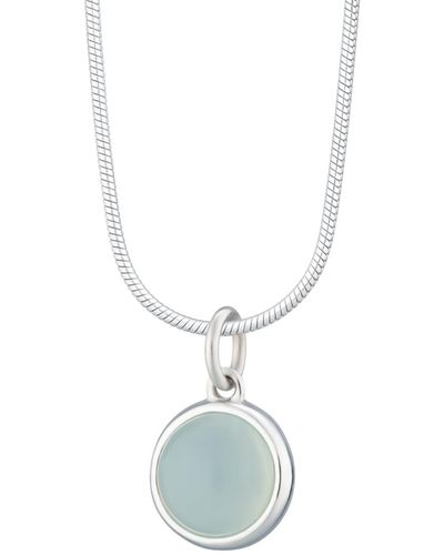 Lily Charmed Sterling Blue Agate Touchstone Necklace With Slim Snake Chain